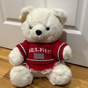Vintage 1988 Belkie 100th Annivers White Christmas Teddy Bear with Red Sweater